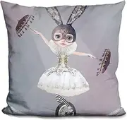 LiLiPi Miss Lily Rabbit at Circus Tight Rope Spotlight Decorative Accent Throw Pillow
