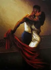 Sensuous Whisper, an African American, Black Art Print by Jay Bakari Allen