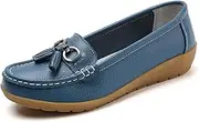 [CLSQLXYJZC] Womens Moccasin Loafers, Women's Slip-On Soft Bottom Breathable Leather Non-Slip Nursing Shoes, Spring Summer Non Tiring Feet, for Hospital Nurse Doctors
