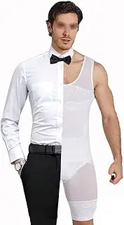 [WUJNANG] Men's Body Shaper Slimming Vest T-Shirt Elastic Shapewear Compression Undershirts Tummy Control Waist Trainer,White-Large