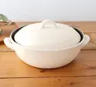TOJIKITONYA Japanese DONABE Earthen Clay Pot Induction & Gas Banko Ware White