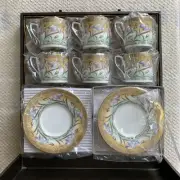 Coffee Cup Saucer 6 Sets Mikasa Retro Gold Pattern