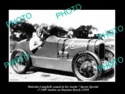 POSTCARD SIZE PHOTO OF MALCOLM CAMPBELL & HIS AUSTIN 7 RACE CAR DAYTONA c1930