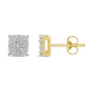 Composite Stud Earrings with 0.30ct of Diamonds in 9kt Yellow Gold