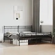 Metal Bed Frame Without Mattress with Footboard Black 183x203 cm King,Beds & Bed Frames-373713