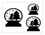 Snow Globe Stencil 3 Sizes Christmas Tree Design 8.5" x 11" Reusable Sheet S1184
