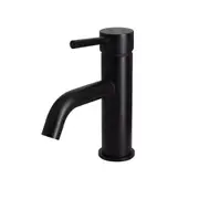 MEIR Round Basin Mixer Curved Spout - Single Lever - Matte Black