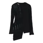 [Y's] Jacquard Plaid Right Hem Crunched Top