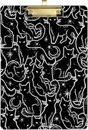 Magical Black Cats Stars Acrylic Clipboard, Low Profile Clipboard for Artist, A4 Letter Size 12.5 x 9 Inches Gold Clip