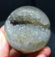 TOP 152G Natural Polished Geode Blue Agate Stone Sphere Madagascar YWD544