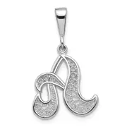14k White GoldW White Gold Solid Polished Script Filigree Letter A Initial Pendant