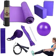 Yoga Set for Beginners,Yoga Workout Mat with Carrying Bag - Fitness Equipment for Women and Men, Includes Latex Resistance Band, Stretching Band