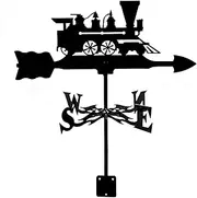 Wind vanes, Outdoor Garden Stainless Steel Weather Vane with Roof Mount Weathervanes for Decor Farmhouse Decorative with Train Ornament Wind Direction Indicators