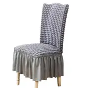 Soft Seersucker Fabric Removable Chair Covers with Lace Skirt -Grey