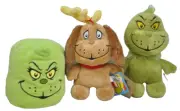 Dr Seuss Grinch (2) & Max with Antler How Stole Christmas Plush Aurora 8"