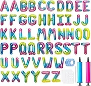 LIOZEOKUN Letter Balloons 16 Inch Alphabet A-Z Mylar Foil Balloons 2 Set for Wedding Birthday Party Decoration Banner Custom Phrase 52 Pcs (Rainbow)