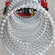 Razor Wire Barbed Wire Razor Wire, Easy to Bend Stainless Steel Barbed Wire Fence, Commercial Residential Secure Sites Garden Helix Coils Protection Boundary Net (Color : Silver-45cm/Double Spiral, S