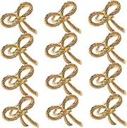 Napkin Rings Metal Golden Bow Napkin Holder Table Decorations for Wedding Dinner Party 12PCS Rings