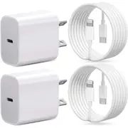 Fast Charger 20W USB-C PD Wall Charger with 2m Cable Compatible with iPhone 14/13/12/11 Pro Max/ iPad AirPods (2 Sets)