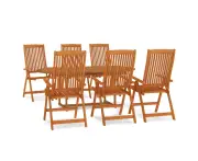 vidaXL 7 Piece Garden Dining Set Solid Wood Eucalyptus