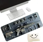 Cool Military Weapon Build Weapon Parts Display Large Gaming Mouse Pad,Desk Pad for Keyboard and Mouse,XL Mouses Mat for Computer or Laptop Desk Decor Accessories(D,35.4 * 15.7 * 0.07")