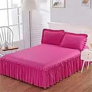 Bed Valance Skirt, Bed Skirts Valances Double/Single Bedding Bed Sheet Wrap Mattress Cover King Size White Ruffle Elastic Dust-Proof Around Decoration Bed Cover Home Textile