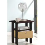 Furinno 11157ex/br End Table Bedroom Night Stand W/bin Drawer Espresso/brown