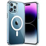 For Apple iPhone 15 Plus MagSafe Magnetic Case with HaloLock Shockproof Military Grade Protection Scratch Resistant Back Protective Cover (Clear)