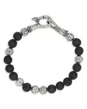 John Varvatos Collection Men's Sterling Silver Mercer Lava Bead Bracelet