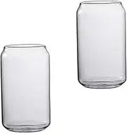 LIGIGWASH 2pcs Creative Can Shape Transparent Glass Water Cups for Beverages Drinks Unique Design Drinking Glasses for Home Parties Safe for Everyday Use