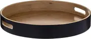 Davis & Waddell Bamboo Round Serving Tray Bamboo Round Serving Tray, Natural/Black, DES0381