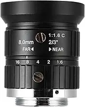 8mm F1.6 Camera Lens, CW FM0816-5MP Ultra Wide Angle Fisheye Lens with Connector, C Mount Zoom Lens Manual Aperture for Security Surveillance Camera Lens