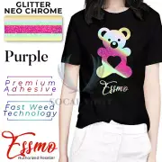 Neo Chrome Glitter Neon Yellow Heat Transfer Vinyl HTV T-Shirt 10" Iron Press