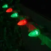 50 C7 OptiCore Candy Cane Red Green LED Christmas String Lights, Green Wire 50ft