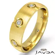 Round Bezel Diamond Wedding Dome Band Mens Eternity Ring 14k Yellow Gold 0.10Ct