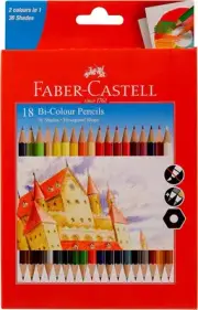 Faber Castell Faber Castell Bi Color Pencils, 36 Shades Pack Of 18