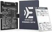 EntireFlight Aviation Pilot Kneeboard VFR Black With Structured Notepad-Premium Flight Bag Accessory-Airplane Grade Aluminum Board-Elastic Knee Board Strap & Pen-Premium Box Included For Pilots Gifts.