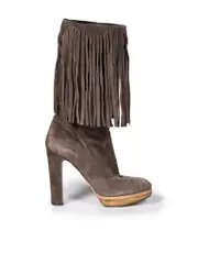 Brown Suede Fringe Boots