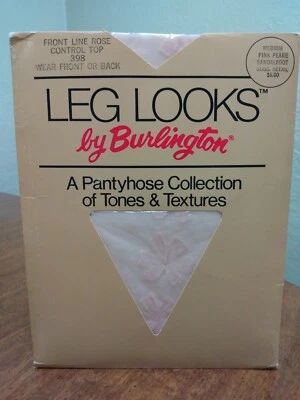Vtg Burlington Leg Looks Pantyhose Front Line Rose Pink Pearl Med Control Top