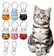 TIESOME Cat Collar With Fortune Cat Tiny Bells for Kittens Training - Breakaway Buckle for Cat Necklace Pendant - Lucky Charm With Key Rings