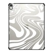 iPad Air 13-inch (M2/M3) iPad Impact Case Marble Transparent Trippy Wavy Swirl White Spiral Warp Twirl Retro 70s Psychedelic Acid Groovy Abstract Pattern