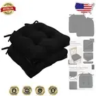 Plush Black Tufted Memory Foam Dining Chair Cushions - 2 Pack, 15.5" Square
