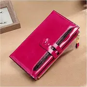 [SKUZA] Wallet,Card Bag,Ladies Wallet Leather Vintage Purse Female Women Large Capacity Square Clutch Bag Fashion Solid Color Portable Card Cases (Black) (Color : Rose Red)