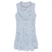 [Self-Portrait] Blue Flower Lace Mini Dress