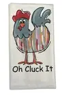 Oh Cluck It Funny Funky Chicken Microfiber Waffle Weave Kitchen Dish Towel