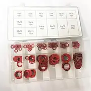 Washer Seal Kit, 150 Pcs Assorted Fiber O-Ring Washer Seals, 14 Sizes Red Steel Paper Fiber Flat Washers Kit Insulation Washer Assorted Set with Box
