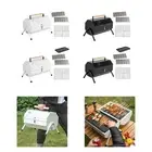 Portable BBQ Grill Barbecue Grill Cooker with Grooves Fashion Two Side Folding