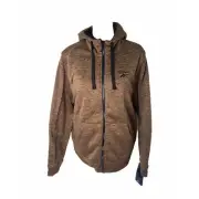 Men's XL Jacket Reebok Brown Sherpa Lined Hooded Full Zip Outerwear Knit