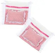 Complete Mini Bed Supplies 2 Sets of Doll Quilt Pillow Sheet for DIY Miniature Dollhouse Adorable Doll Design for Dolls Bedroom