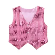 Kids Boys Girls Latin Jazz Hip Hop Dance Vest Waistcoat Shiny Sequins Disco Part